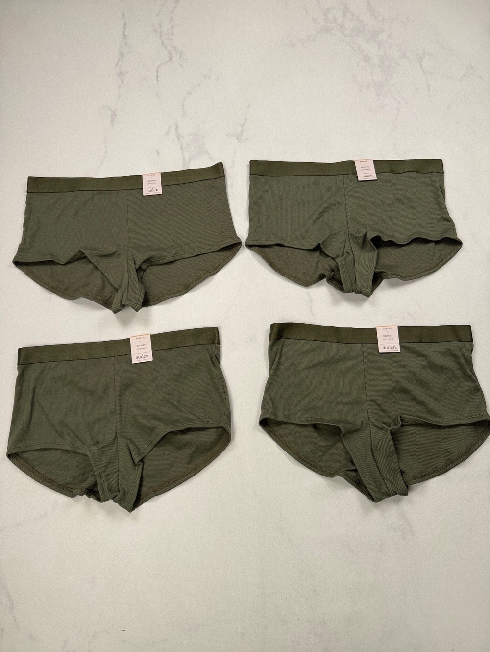 Auden Boyshort Shorts Olive Current Minimalist Lot of 4 - Womens M